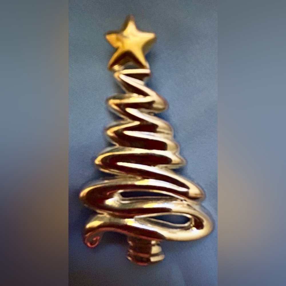 Vintage Christmas Tree Pin Brooch Modernist Swirl Design * - Picture 2 of 5